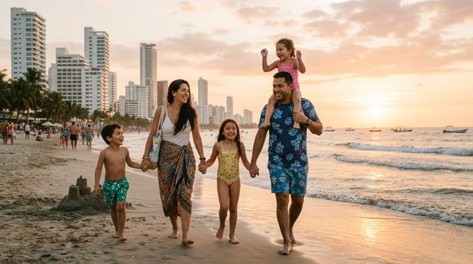 Family on the beach