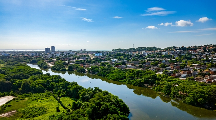 View from master bedroom private terrace — Caribbean coastline and city panorama
